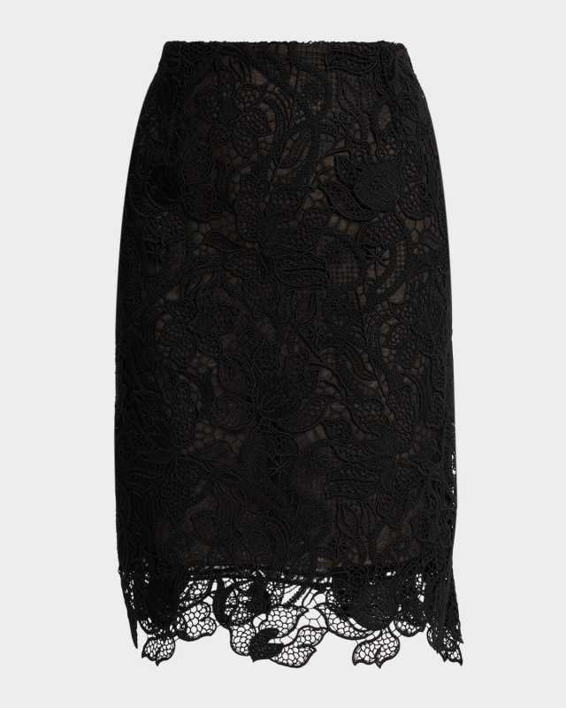 Corded Botanical Guipure Tailored Skirt